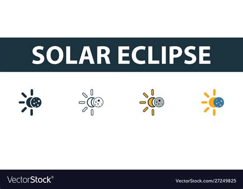 Solar Eclipse Icon Set Four Simple Symbols Vector Image