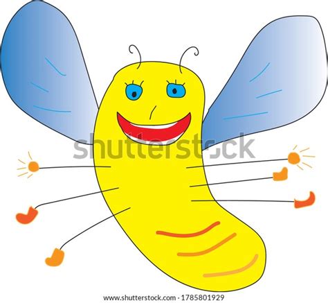 Happy Bee Drawing Illustration Design Layout Stock Vector (Royalty Free ...