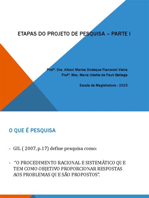 Slides Etapas Do Projeto De Pesquisa Pdf Metodologia Tempo