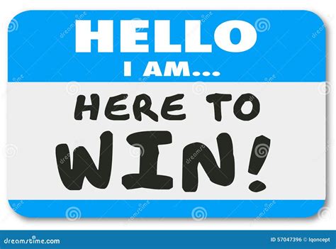 Hello I Am Here To Win Nametag Sticker Confidence Determination Stock