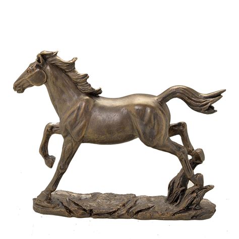 Escultura Decorativa Cavalo Em Resina Bronze 26cm Paris Luz Loja