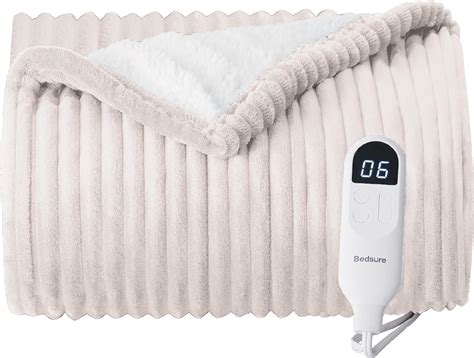 Amazon Bedsure Electric Blanket Heated Throw Soft Ribbed Flannel