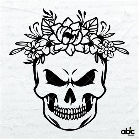 Skull Svg File Floral Skull Svg Skull Vector Skull Flower Svg Sugar