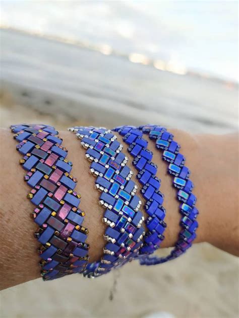 Blue Bracelet In Miyuki Half Tila Beads Etsy