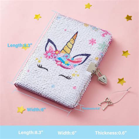 Wernnsai Cuaderno De Lentejuelas De Unicornio Diario De Unicornio