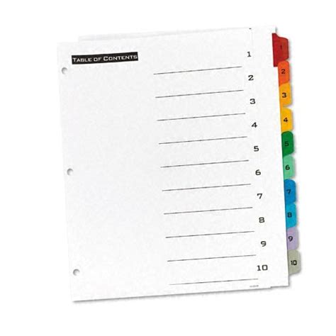 Avery 10 Tab Divider Template Williamson