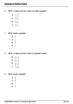 Comparing And Ordering Fraction Multiple Choice Questions By Anything