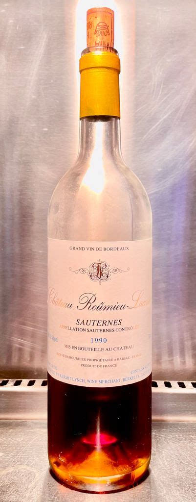 1990 Château Roûmieu Lacoste France Bordeaux Sauternais Sauternes