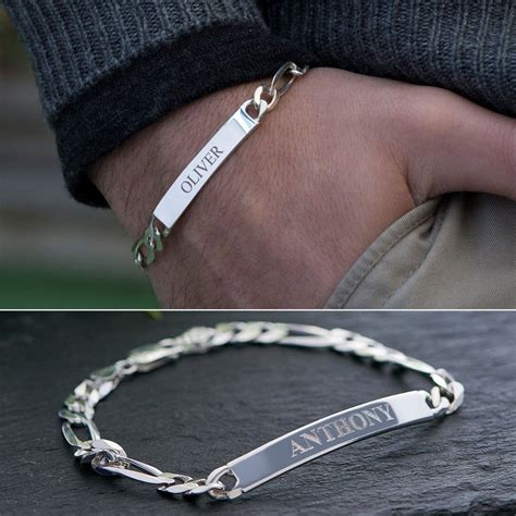 Silver Bracelets For Men Engraved