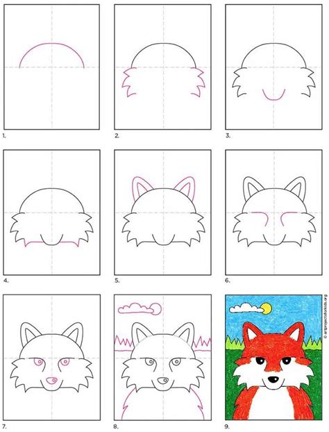 Easy How To Draw A Fox Face Tutorial And Fox Face Coloring Page Fox