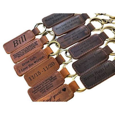 leather keychain assorted designs small size brown leather