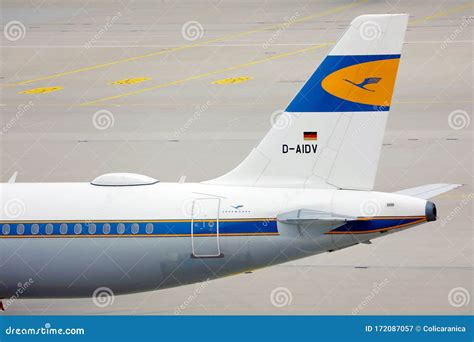 Lufthansa Retro Livery Plane Close Up View Of Tail Editorial