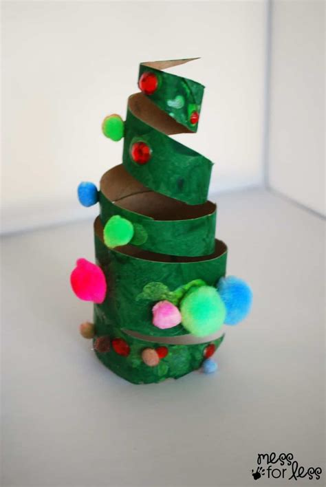 Christmas Crafts for Kids - Cardboard Tube Christmas Tree - Mess for Less