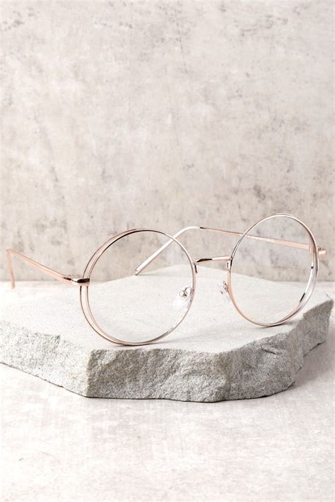 Clear and Rose Gold Glasses - Round Glasses - Clear Glasses