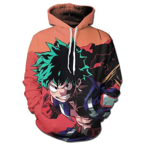 Unisex Boku No Hero Academia Hoodies Izuku Midoriya Cosplay Zip Up Jacket Cosplay Costume