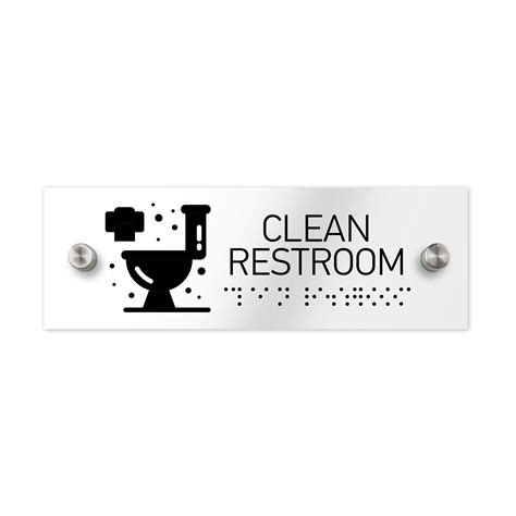 Restroom Clean Sign Clear Acrylic Sign With Braille Bsign