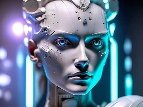 Jefe del robot cyborg antropomórfico ai retrato de inteligencia