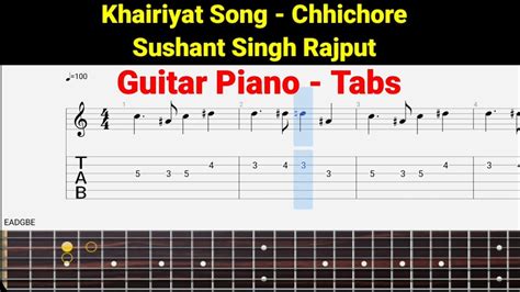 Khairiyat Puchho Song Guitar Piano Easy Tabs Ll Chhichore L