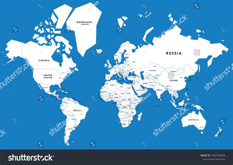 Colorful Vector World Map Complete All Stock Vector Royalty Free 1832789428 Shutterstock