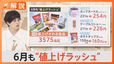 6月も値上げラッシュ 食料品は3500品目が値上げ進む家計への圧迫 値上げによる負担は【nスタ解説】｜tbs News Dig Youtube