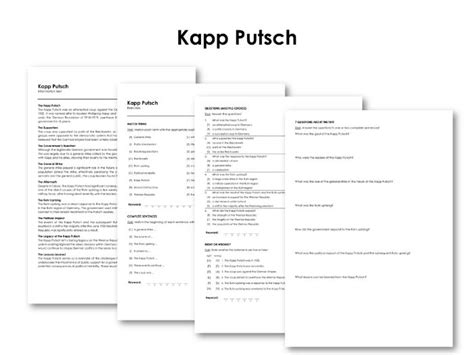 Kapp Putsch Teaching Resources