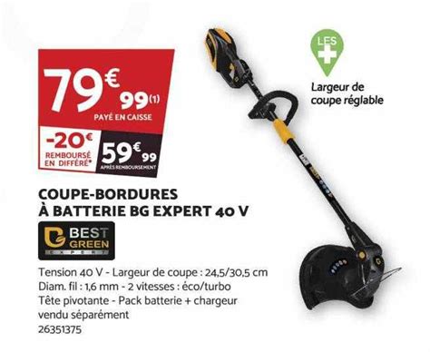 Promo Coupe Bordures Batterie Bg Expert V Best Green Chez