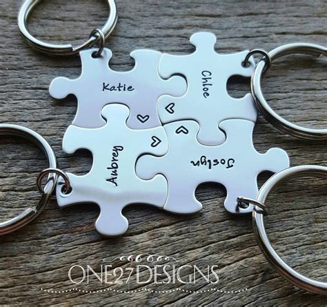 Customized Puzzle Piece Key Chain Personalized With Names Best Friends