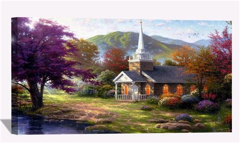 Thomas Kinkade The Church Canvas Art Thomas Kinkade Paintingsfor ...