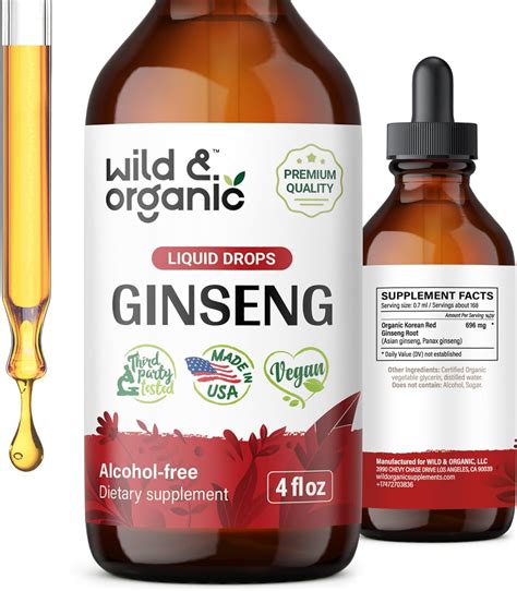 Extracto Líquido De Panax Ginseng Rojo Coreano Gotas De Raíz De Ginseng Orgánico