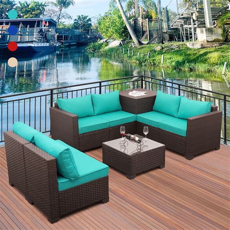 Waroom Outdoor Furniture Set 6 Piece Patio Wicker Sectional