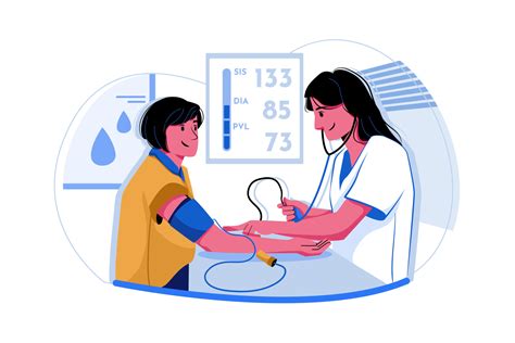 Nurse Checking Blood Pressure Vector Art At Vecteezy