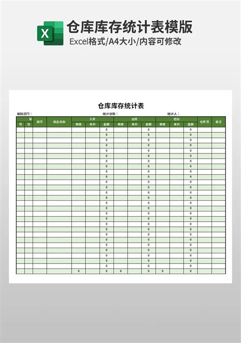 通用仓库库存统计表模板仓储购销excel模板下载 蓝山办公