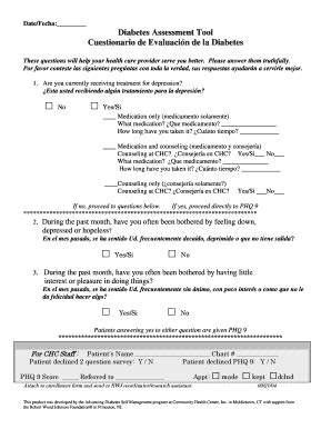 Fillable Online Diabetesnpo Im Wustl Date Fecha Diabetes Assessment