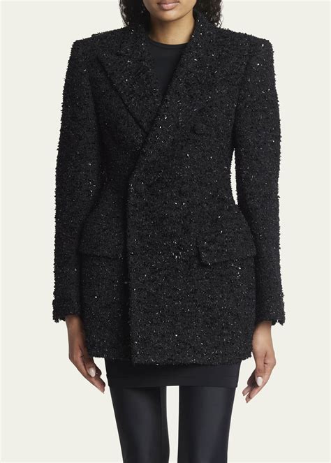 Balenciaga Boucle Double Breast Hourglass Coat Bergdorf Goodman