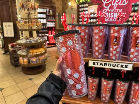 New Red Minnie Mouse Starbucks Tumbler Now Available In Magic Kingdom