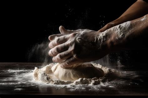 Premium Ai Image A Person Kneading A Dough With Flour On The Table