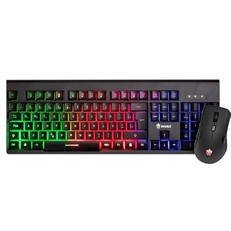 Kit Teclado E Mouse Evolut Eg Sem Fio Rainbow Membrana Usb