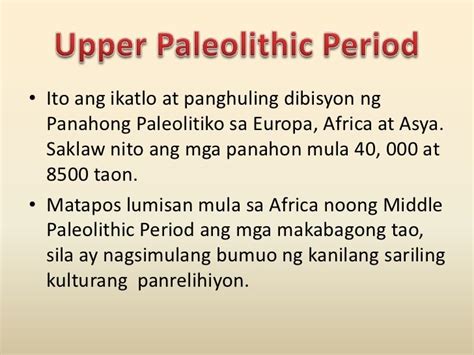 Mga Panahong Paleolitiko at Neolitiko