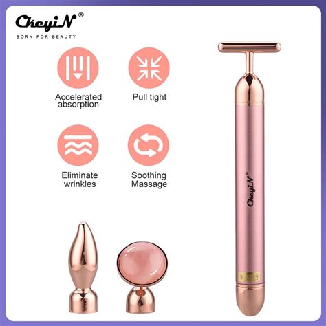 3 In 1 Electric Jade Massage Roller Rose Quartz Facial Massager Vibrating Slimming Face Skin