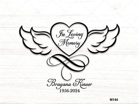 In Loving Memory Of Svg Png Lovely Memorial Heart With Angel Wing And