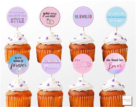 Taylor Swift Bachelorette Party Cupcake Toppers Swiftie Lover Bridal