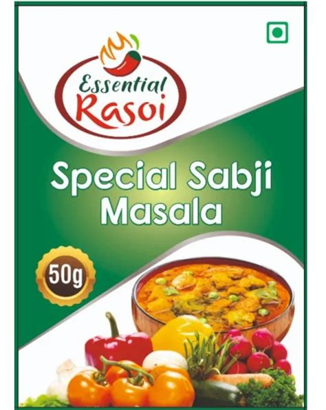 Essential Rasoi Sabji Masala Packaging Size 50 G Packaging Type