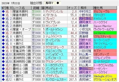 中央競馬トラック好調教馬 （2023年7月22日）｜浅次郎