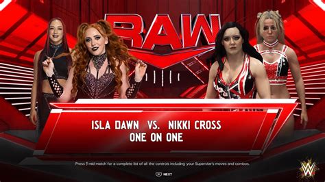 WWE 2K24 Isla Dawn Vs Nikki Cross RAW Universe Mode YouTube