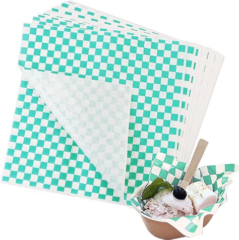 Green And White Checkered Dry Waxed Deli Paper Sheets Paper Liners For