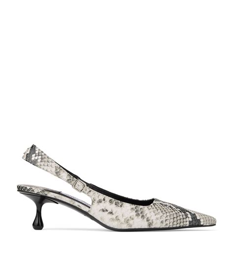 Womens Jimmy Choo Neutral Amel Snakeskin Print Slingback Pumps