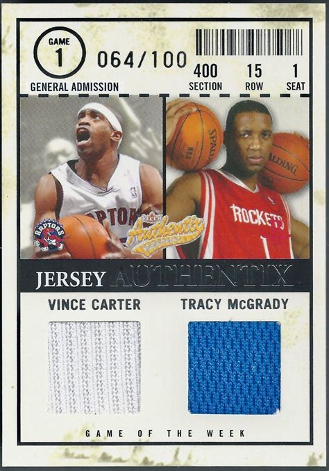 Fleer Authentix Jersey Authentix Dual Jagw Cm Vince Carter