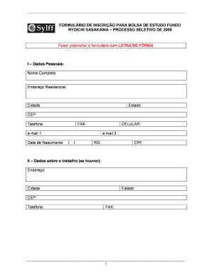 Fillable Online Fea Usp Form De Inscri347343o 2009 Fea Usp Fax Email