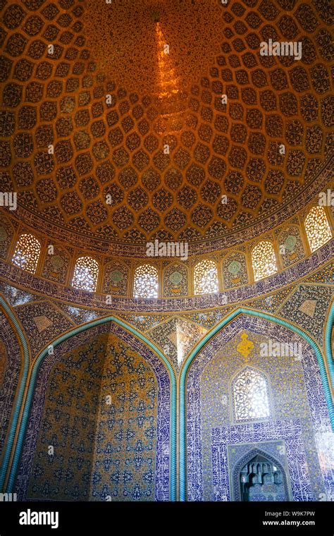 Interior Of The Dome Of Sheikh Lotfollah Mosque Isfahan Iran Middle