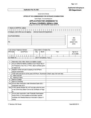 Fillable Online Cee Kerala Application Form CEE Kerala Cee Kerala